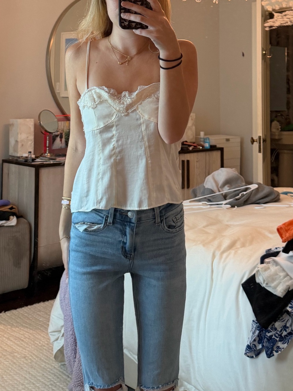 Free People Cream Lace-Trim Camisole